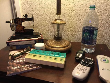 Bev's bedside table